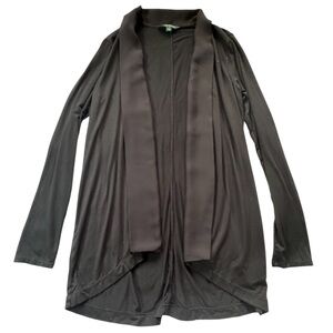 Lauren Ralph Lauren Black Drapey Open Front Long Sleeve Cardigan Size Medium